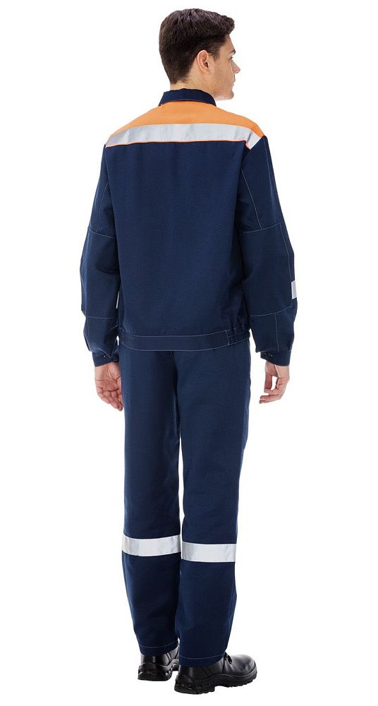 Костюм мужской рабочий летний Тимбер синий-оранжевый с брюками